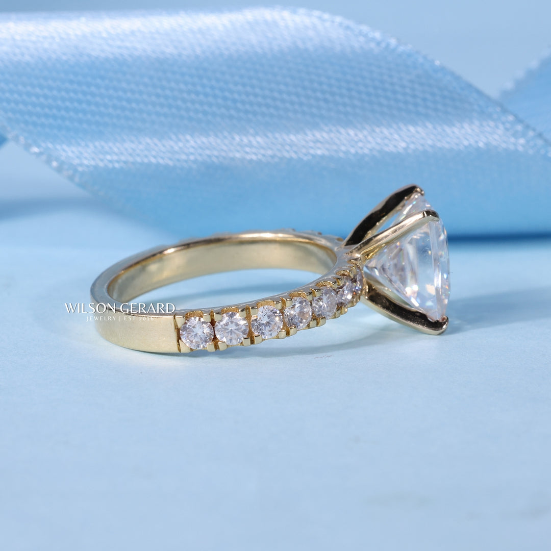 2.0CT Princess E/VS1 CVD Diamond Pave Engagement Ring