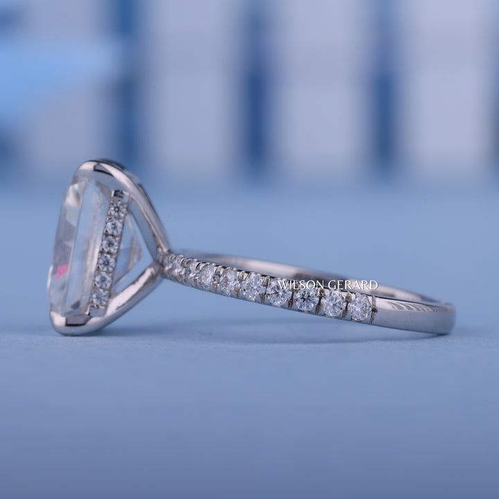 2.0CT Radiant E/VS1 CVD Diamond Hidden Halo Pave Engagement Ring