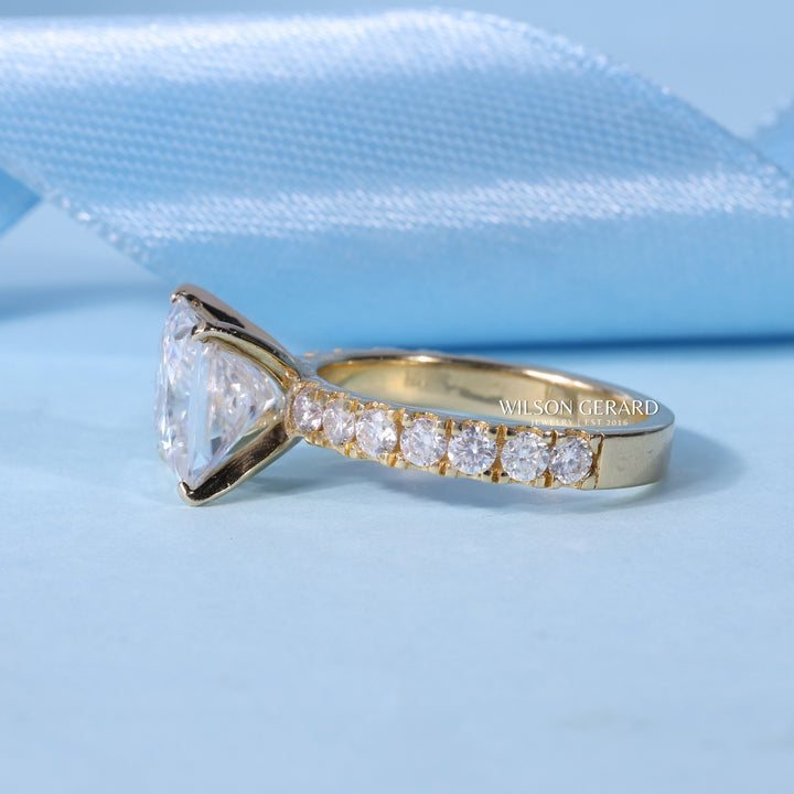 2.0CT Princess E/VS1 CVD Diamond Pave Engagement Ring