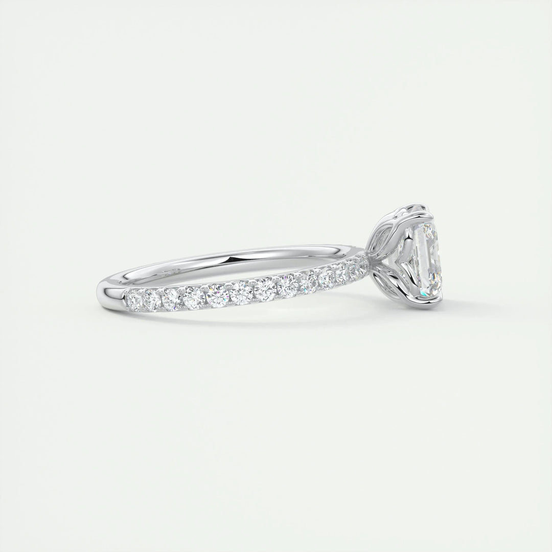 2ct Asscher F- VS1 Diamond Pave Engagement Ring