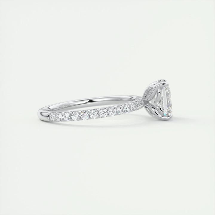 2ct Asscher F- VS1 Diamond Pave Engagement Ring
