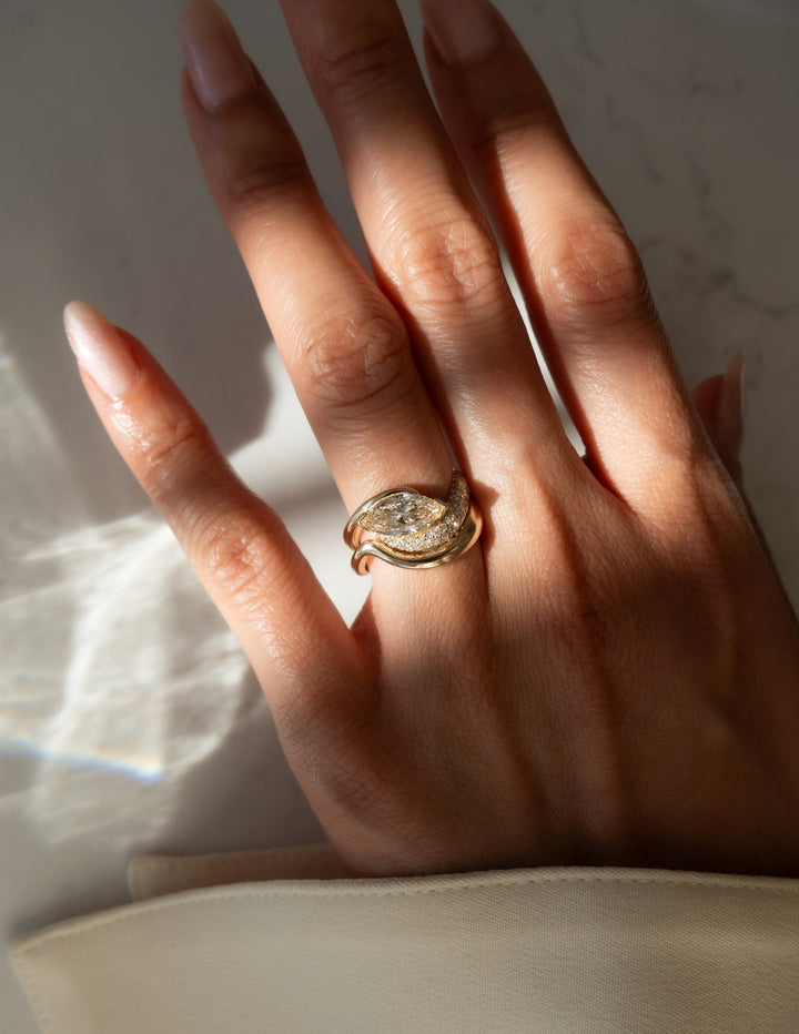 1.50CT-2.50CT Champagne Marquise Cut Lab Grown Diamond Engagement Ring