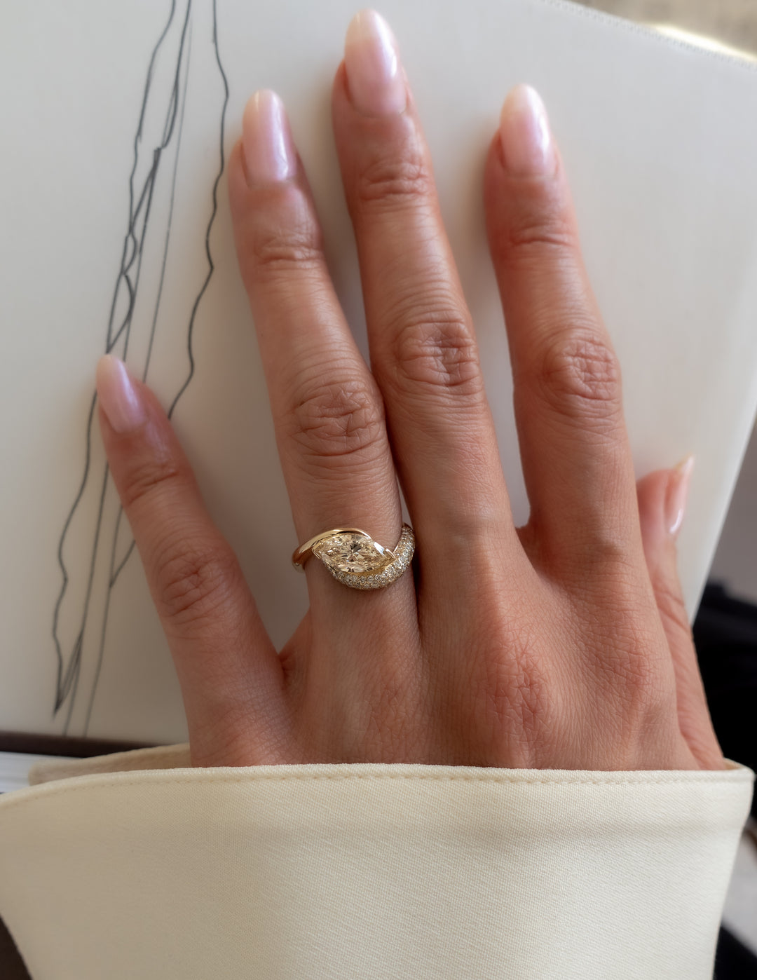 1.50CT-2.50CT Champagne Marquise Cut Lab Grown Diamond Engagement Ring