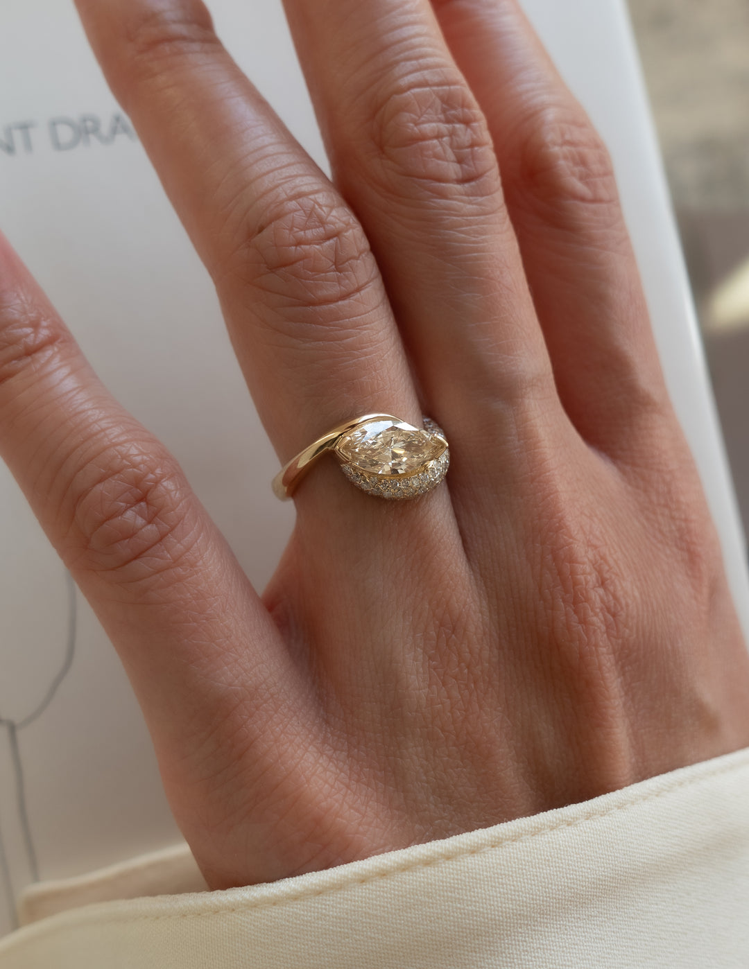 1.50CT-2.50CT Champagne Marquise Cut Lab Grown Diamond Engagement Ring