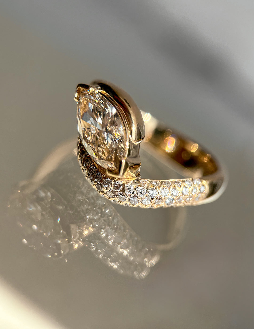 1.50CT-2.50CT Champagne Marquise Cut Lab Grown Diamond Engagement Ring