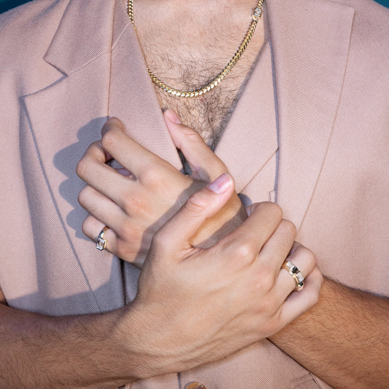 2.0ct Emerald Cut Bezel Diamond Unique Engagement Ring