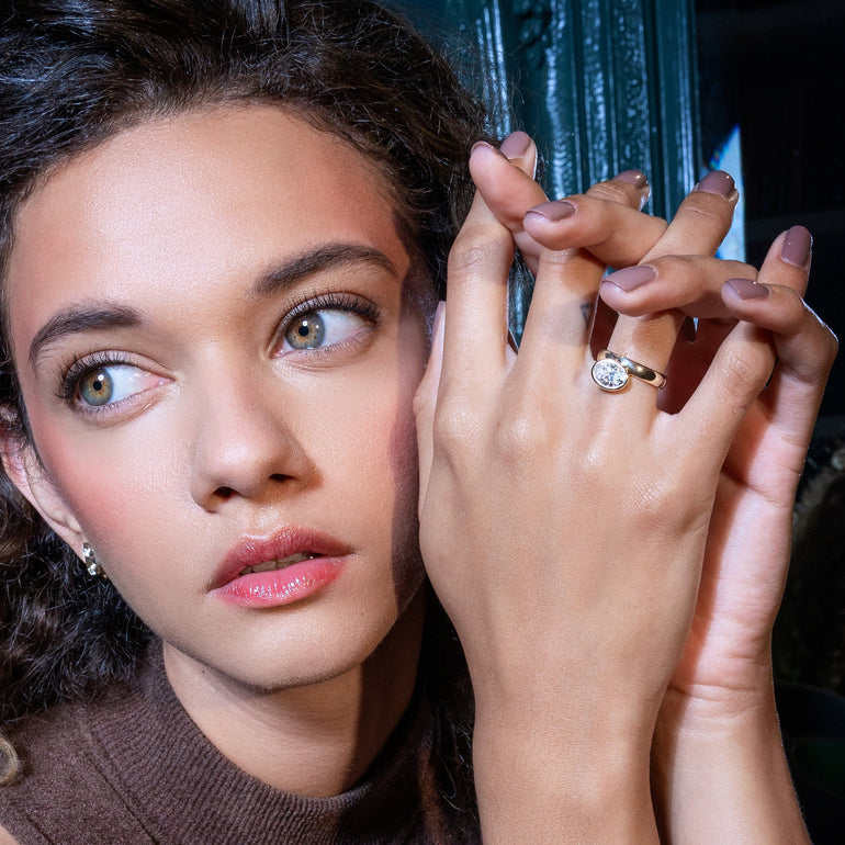 2.50ct Oval Cut Bezel Diamond Unique Engagement Ring