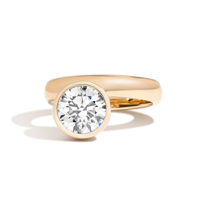 2.50ct Round Cut Bezel Diamond Unique Engagement Ring