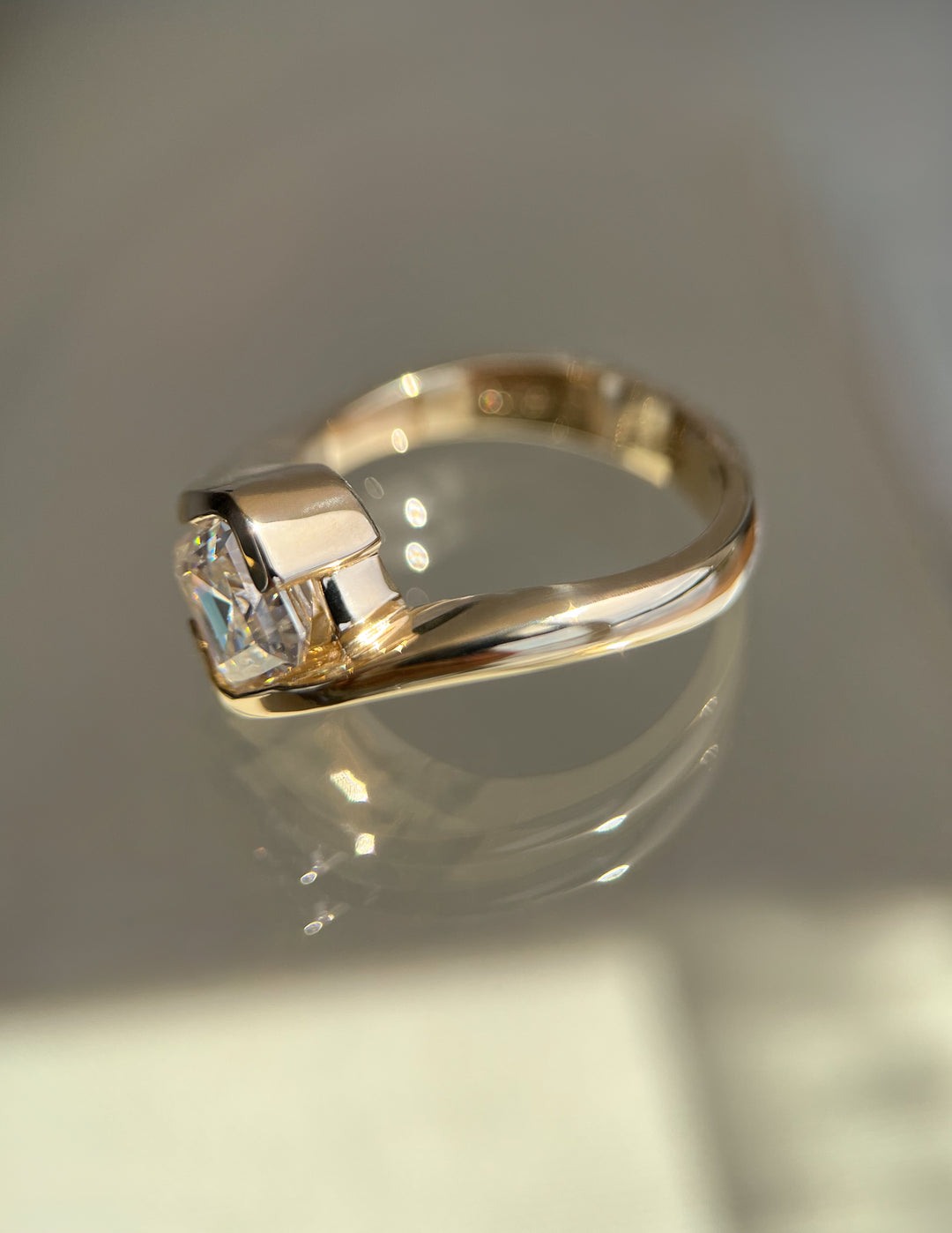 1.0CT-2.0CT Asscher Cut Lab Grown Diamond Rapture Engagement Ring