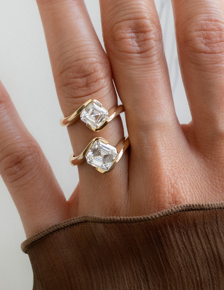 1.0CT-2.0CT Asscher Cut Lab Grown Diamond Rapture Engagement Ring