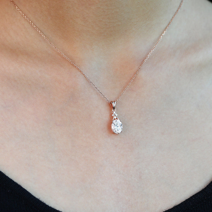 Oval Cut Cross Lab Grown Diamond Pendant Necklace