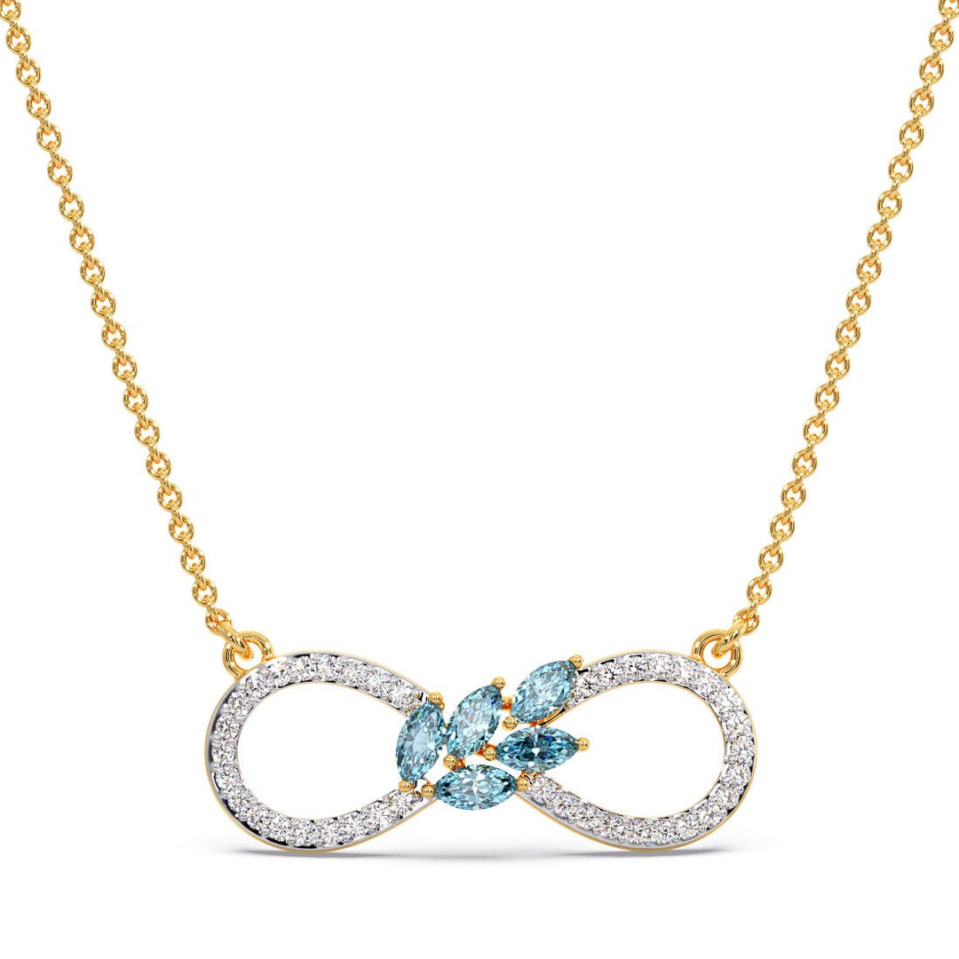Round And Marquise Lab Grown Diamond Infinity Gemstone Pendant Necklace