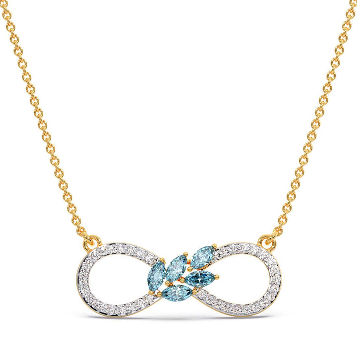 Round And Marquise Lab Grown Diamond Infinity Gemstone Pendant Necklace