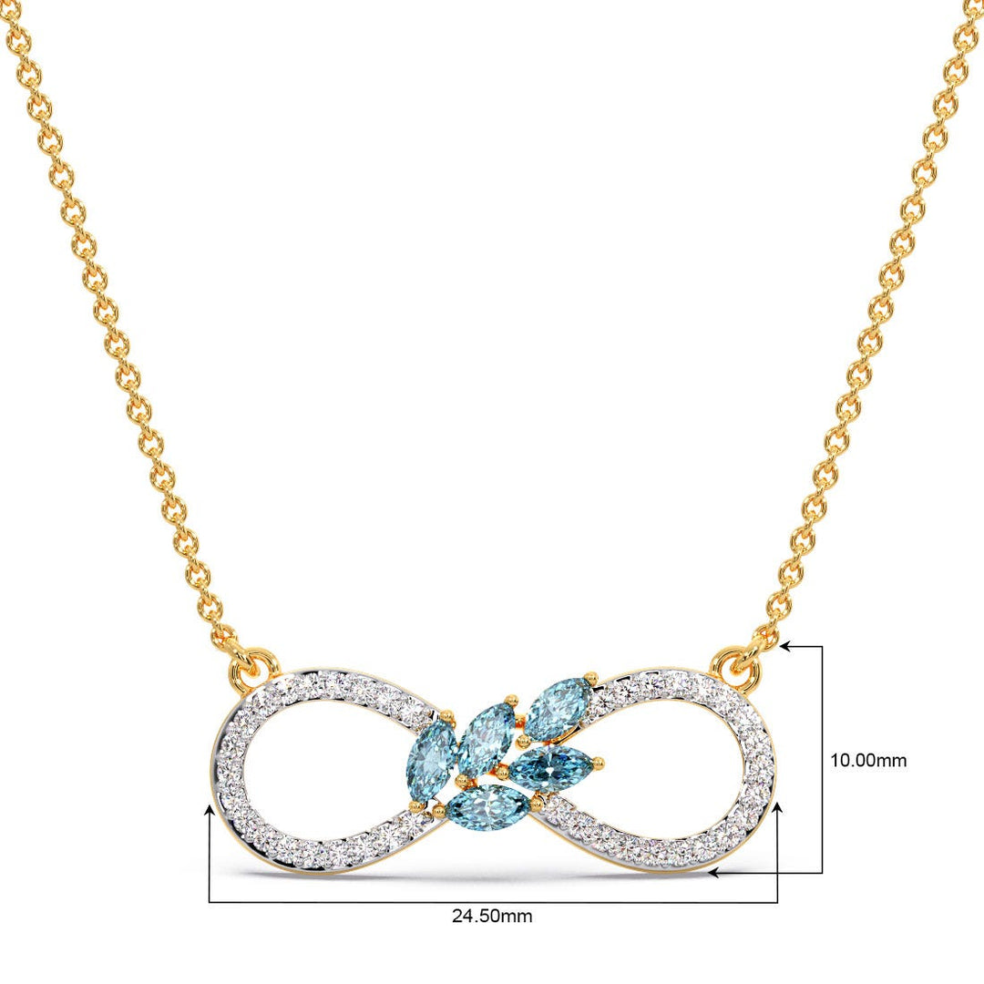 Round And Marquise Lab Grown Diamond Infinity Gemstone Pendant Necklace
