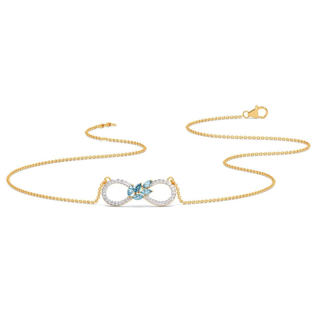 Round And Marquise Lab Grown Diamond Infinity Gemstone Pendant Necklace