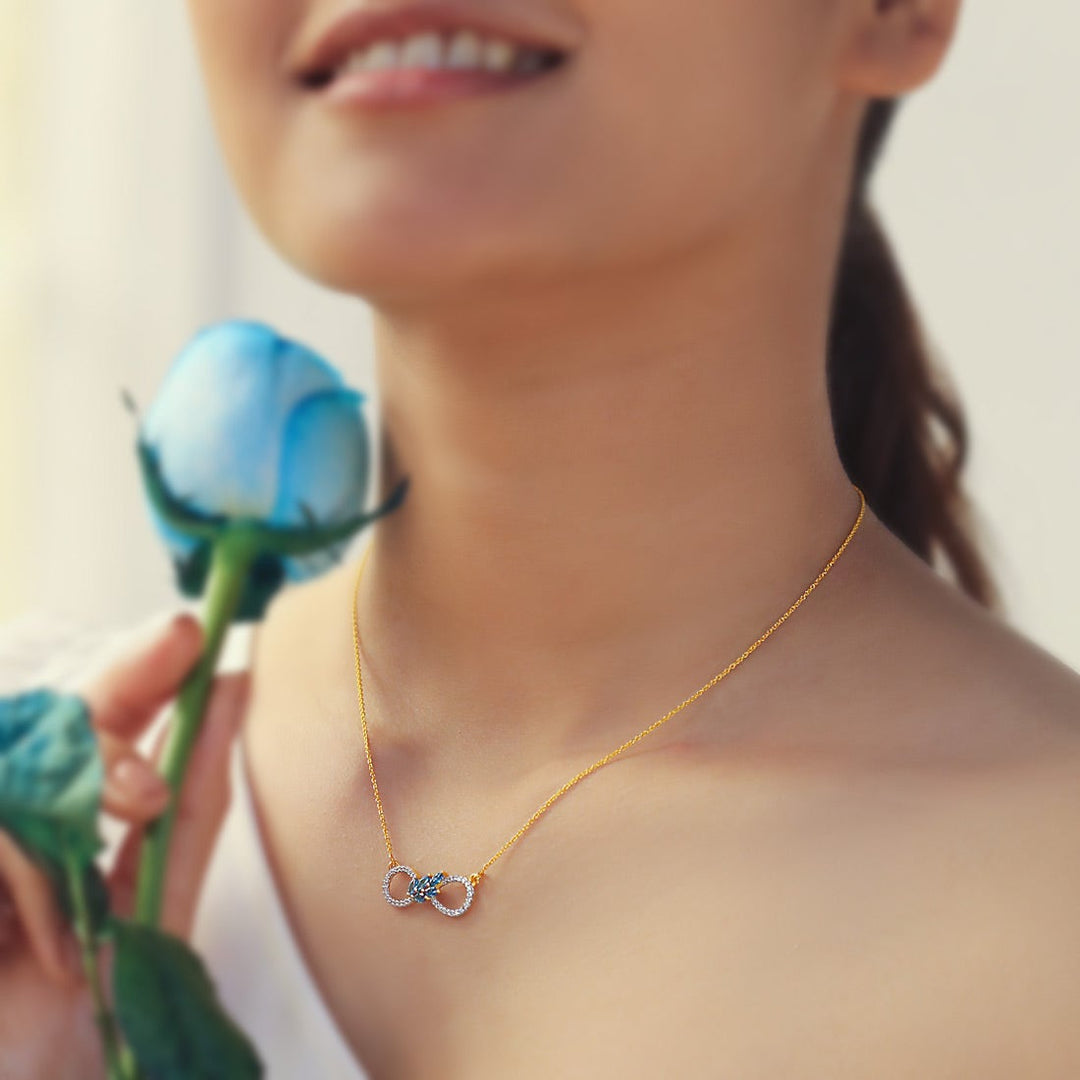 Round And Marquise Lab Grown Diamond Infinity Gemstone Pendant Necklace