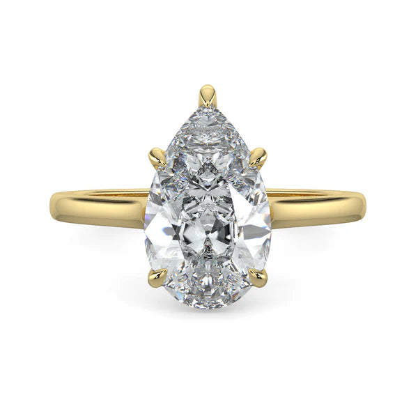 2.0CT Pear E/VS1 Lab Grown Diamond Cathedral Engagement Ring