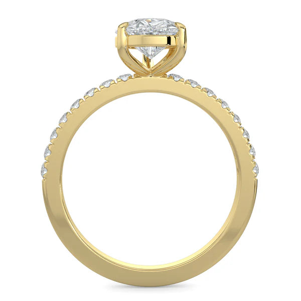 2.0CT Pear E/VS1 Lab Grown Diamond Pave Engagement Ring