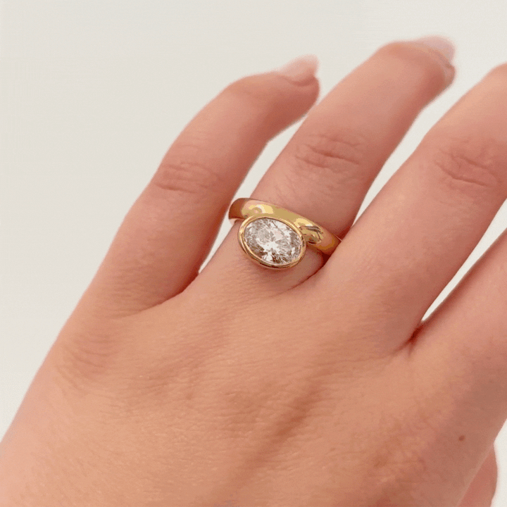 2.50ct Oval Cut Bezel Diamond Unique Engagement Ring