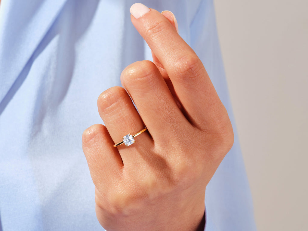 1.0CT Asscher Cut Solitaire Lab Grown Diamond Engagement Ring Anniversary Gift