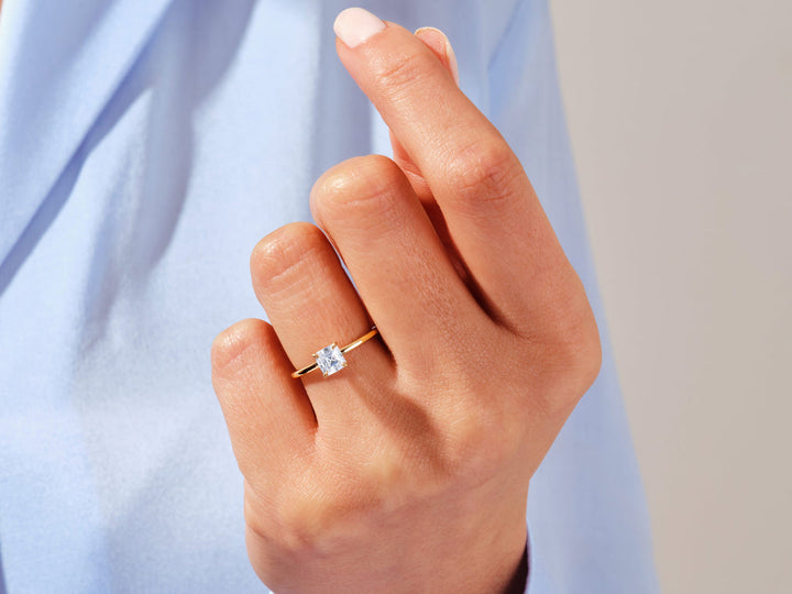 1.0CT Asscher Cut Solitaire Lab Grown Diamond Engagement Ring Anniversary Gift