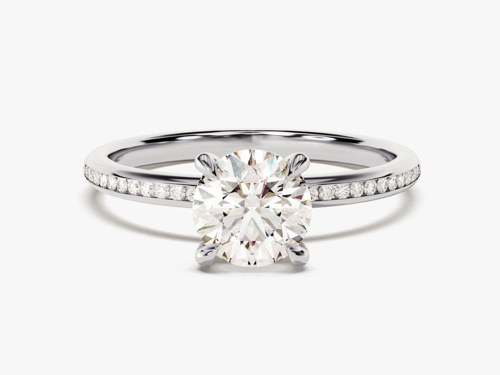 1.0CT Round Lab Grown Diamond Channel Engagement Ring For Women