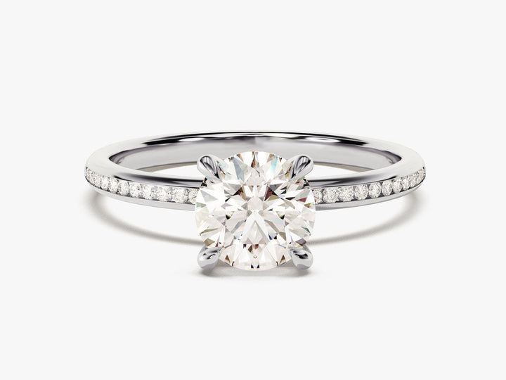 1.0CT Round Lab Grown Diamond Channel Engagement Ring For Women