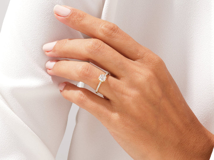 1.0CT Asscher Cut Pave Lab Grown Diamond Engagement Ring Minimalist Engagement Ring