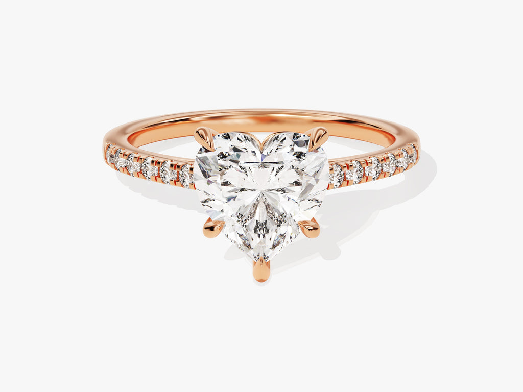 2.0CT Heart Cut Pave Lab Grown Diamond Engagement Ring For Women