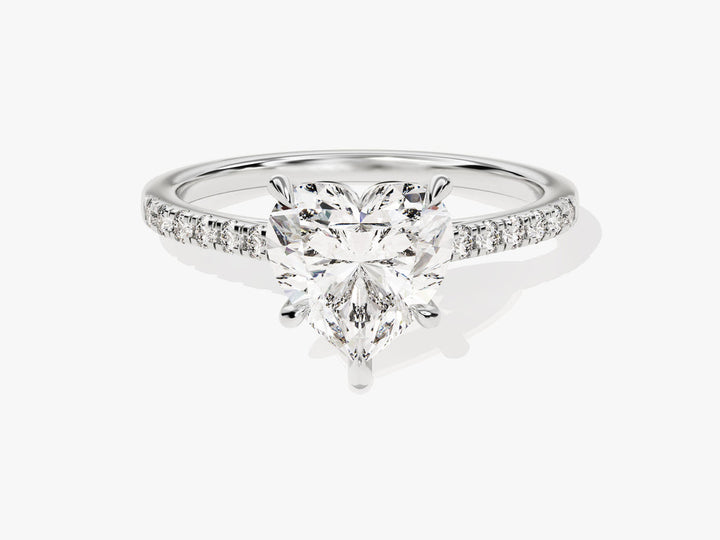 2.0CT Heart Cut Pave Lab Grown Diamond Engagement Ring For Women