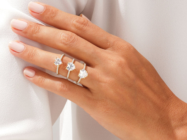 2.0CT Heart Cut Pave Lab Grown Diamond Engagement Ring For Women