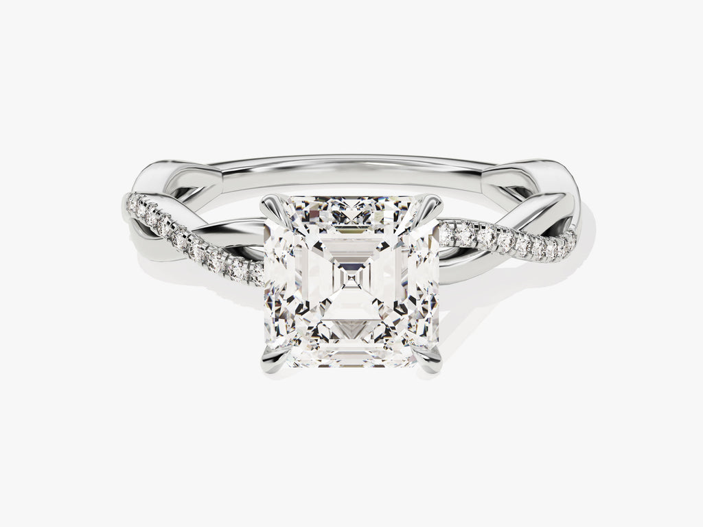 2.0CT Asscher Cut Twisted Lab Grown Diamond Engagement Ring Pretty Engagement Ring