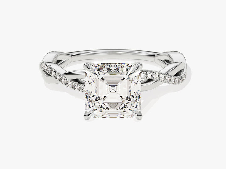 2.0CT Asscher Cut Twisted Lab Grown Diamond Engagement Ring Pretty Engagement Ring
