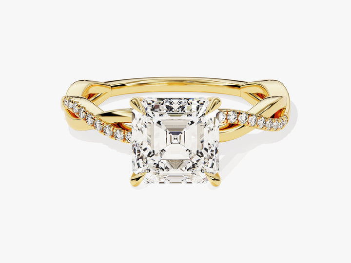 2.0CT Asscher Cut Twisted Lab Grown Diamond Engagement Ring Pretty Engagement Ring