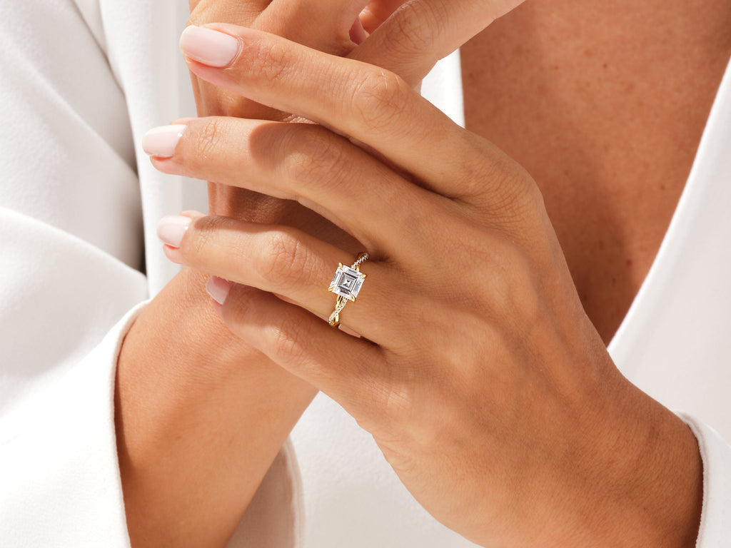 2.0CT Asscher Cut Twisted Lab Grown Diamond Engagement Ring Pretty Engagement Ring