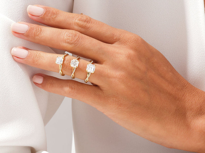 2.0CT Asscher Cut Twisted Lab Grown Diamond Engagement Ring Pretty Engagement Ring