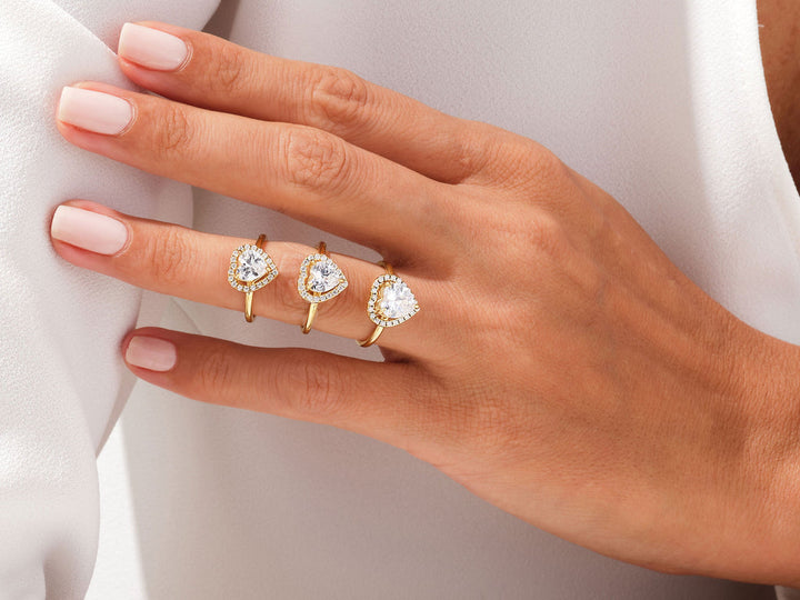 2.0CT Heart Cut Halo Lab Grown Diamond Engagement Ring For Women