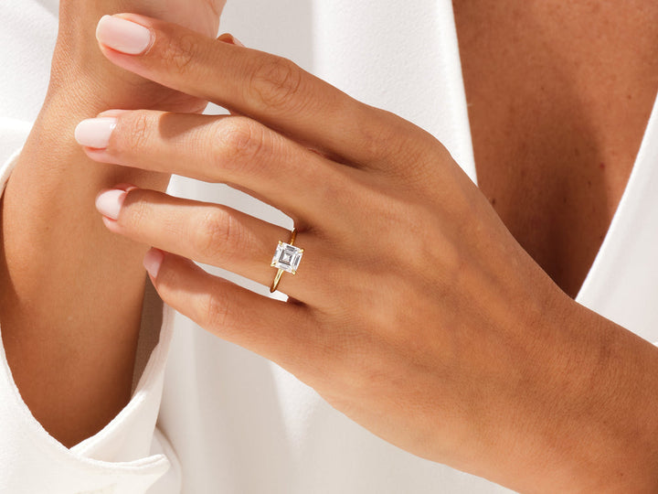 2.0CT Knife Edge Asscher Lab Grown Diamond Engagement Ring Anniversary Gift