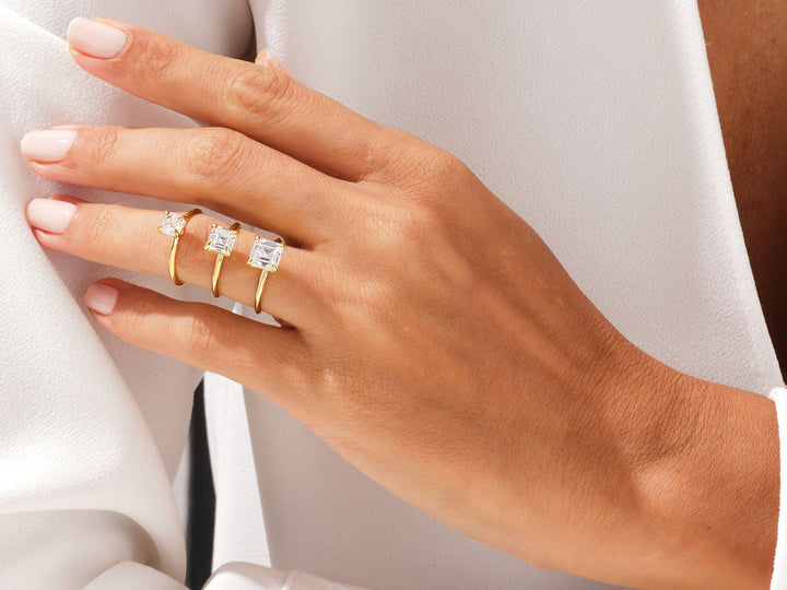 2.0CT Knife Edge Asscher Lab Grown Diamond Engagement Ring Anniversary Gift