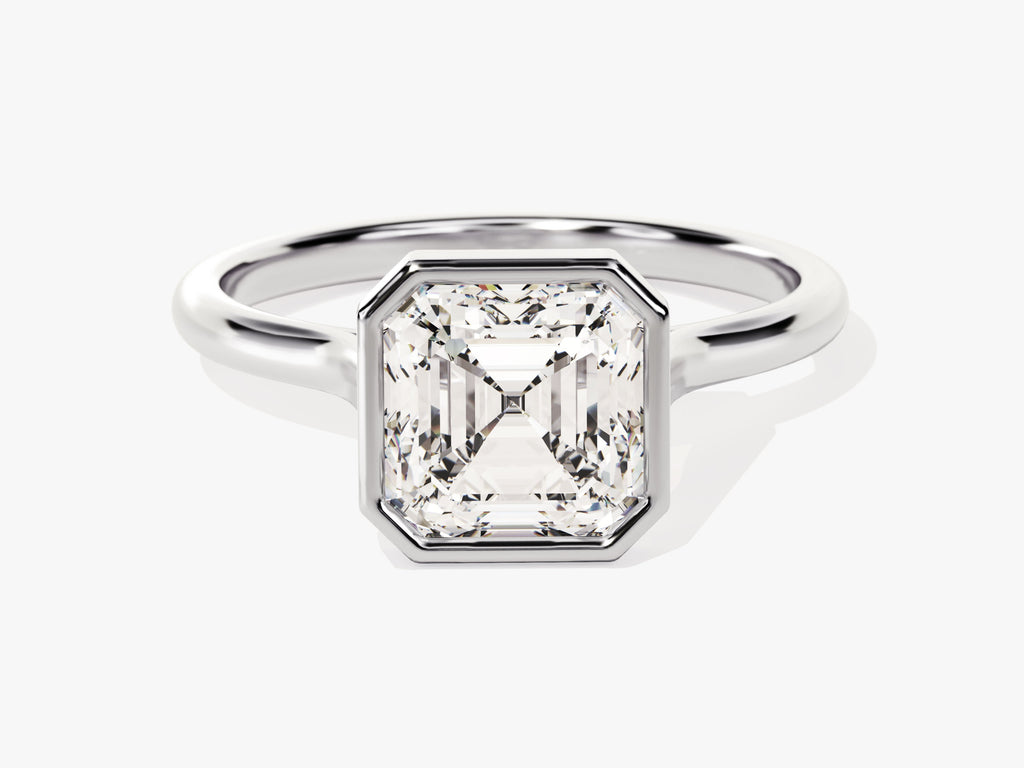 2.0CT Asscher Cut Bezel Lab Grown Diamond Engagement Ring For Women