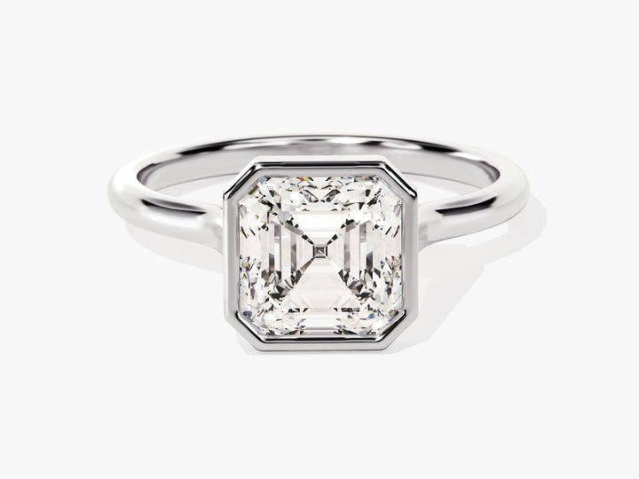 2.0CT Asscher Cut Bezel Lab Grown Diamond Engagement Ring For Women