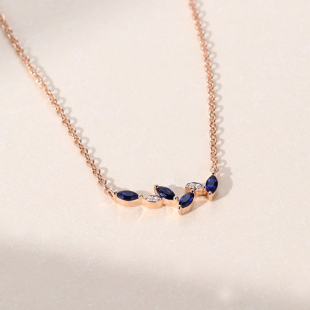 Elegant & Sapphire Marquise Cut Lab Grown Diamond Necklace Wedding