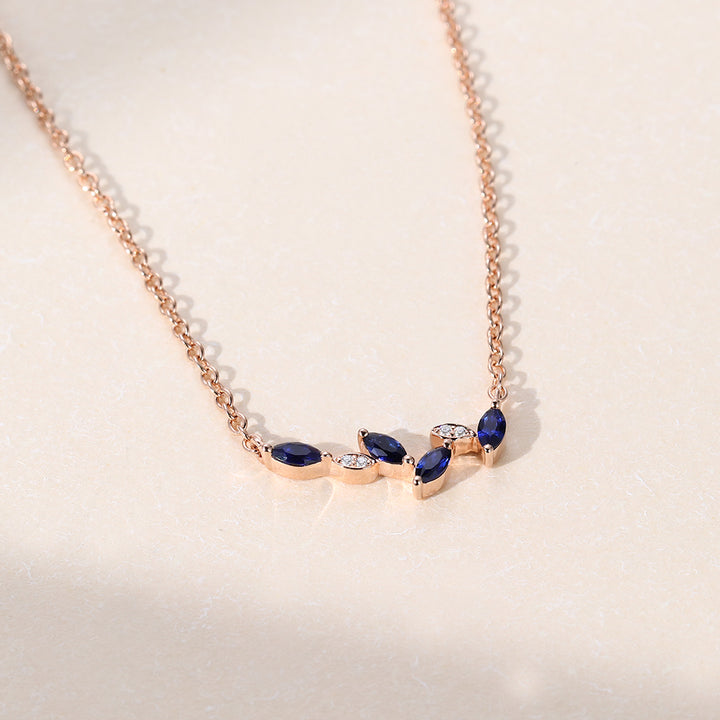 Elegant & Sapphire Marquise Cut Lab Grown Diamond Necklace Wedding