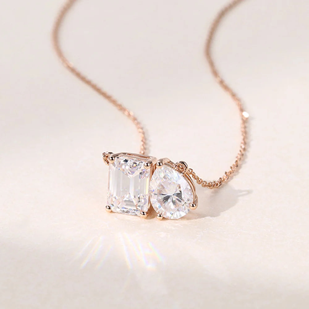 Emerald & Pear Cut Toi Et Moi Lab Grown Diamond Necklace Designs Unique