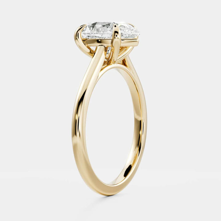 2.0CT Pear Cut Lab Grown Diamond Cathedral Engagement Ring