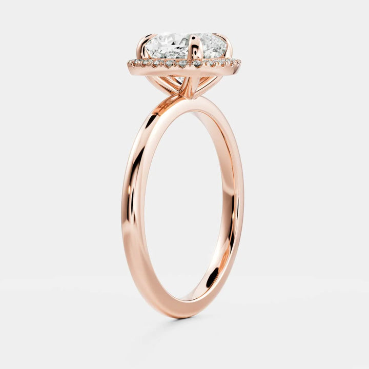 1.0CT Cushion Cut Lab Grown Diamond Halo Solitaire Engagement Ring