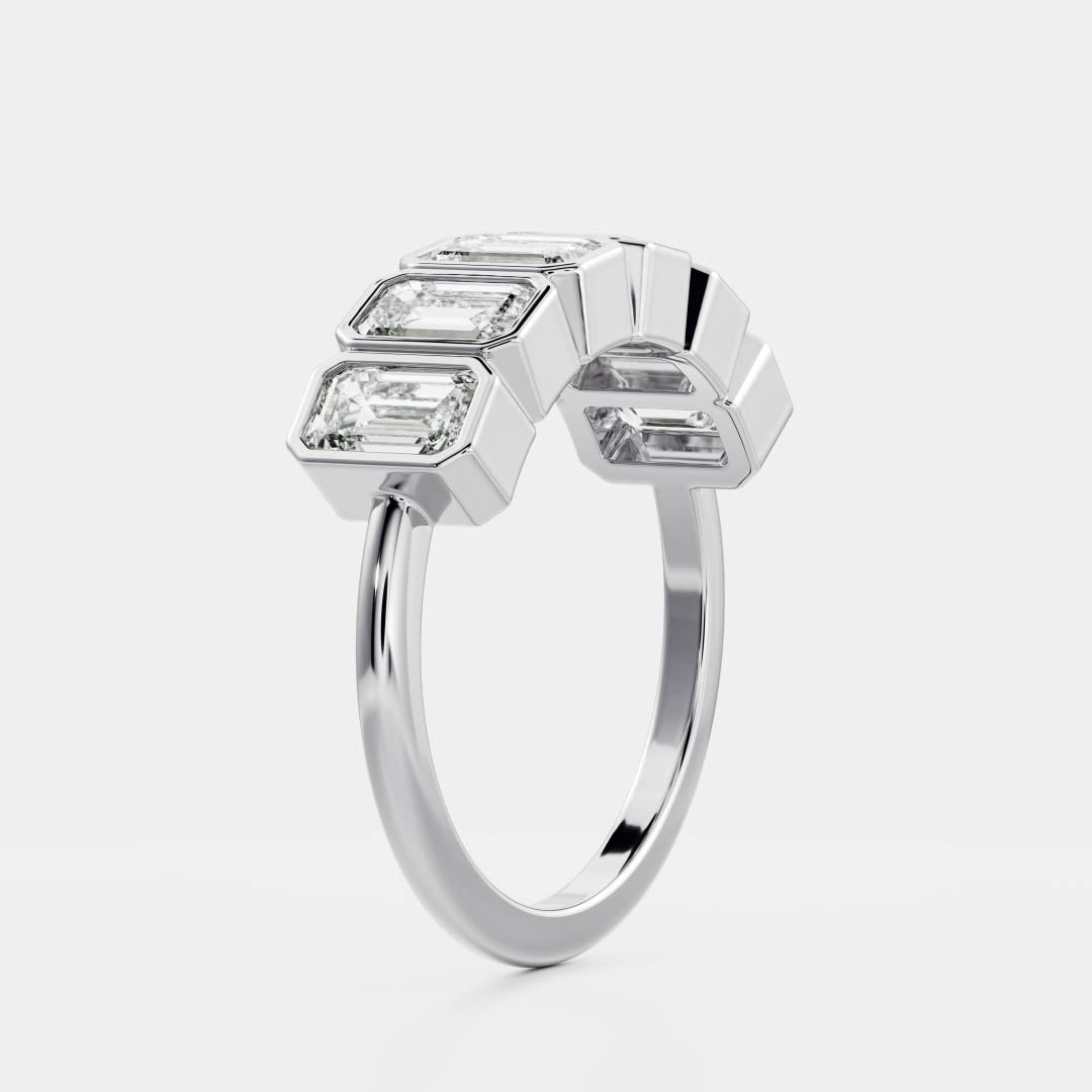 Emerald E/VS1 CVD Diamond Bezel Wedding Band