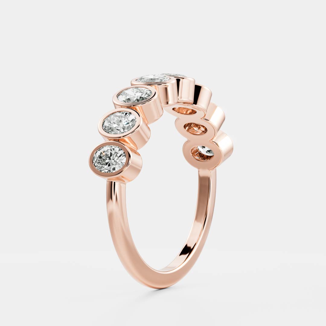 Bezel Set Oval E/VS1 CVD Diamond Wedding Band