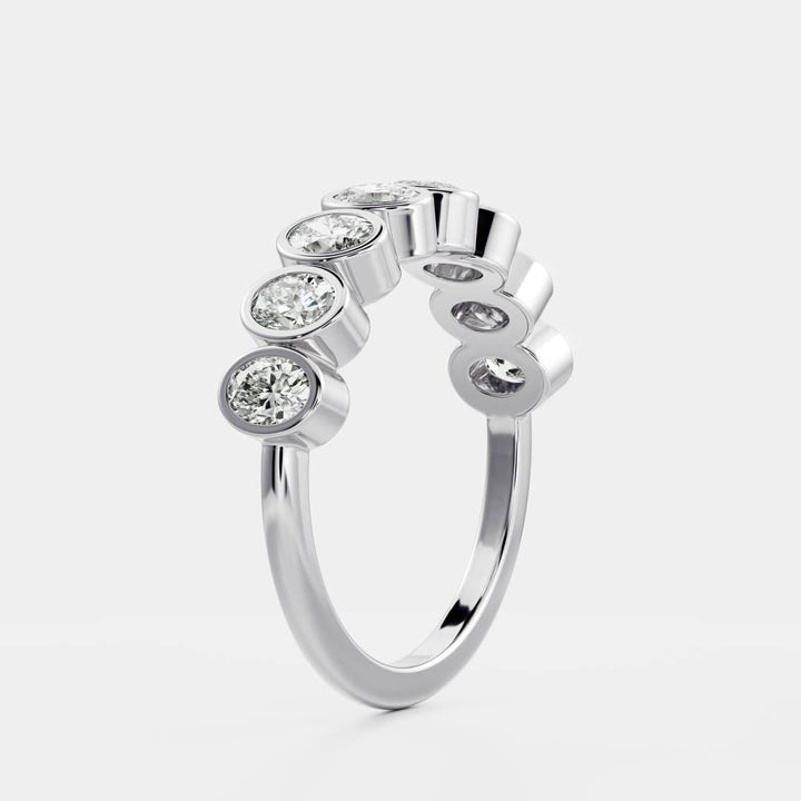 Bezel Set Oval E/VS1 CVD Diamond Wedding Band