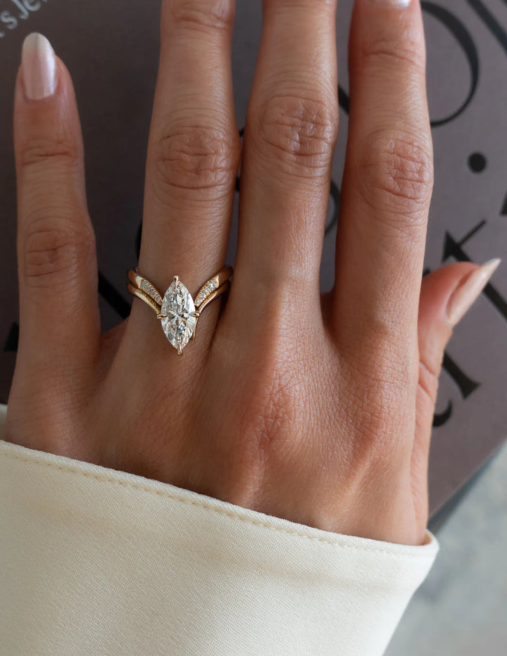 1.50CT-2.50CT Marquise E/VS Lab Grown Diamond Engagement Unique Ring Designs With Matching Diamond Band